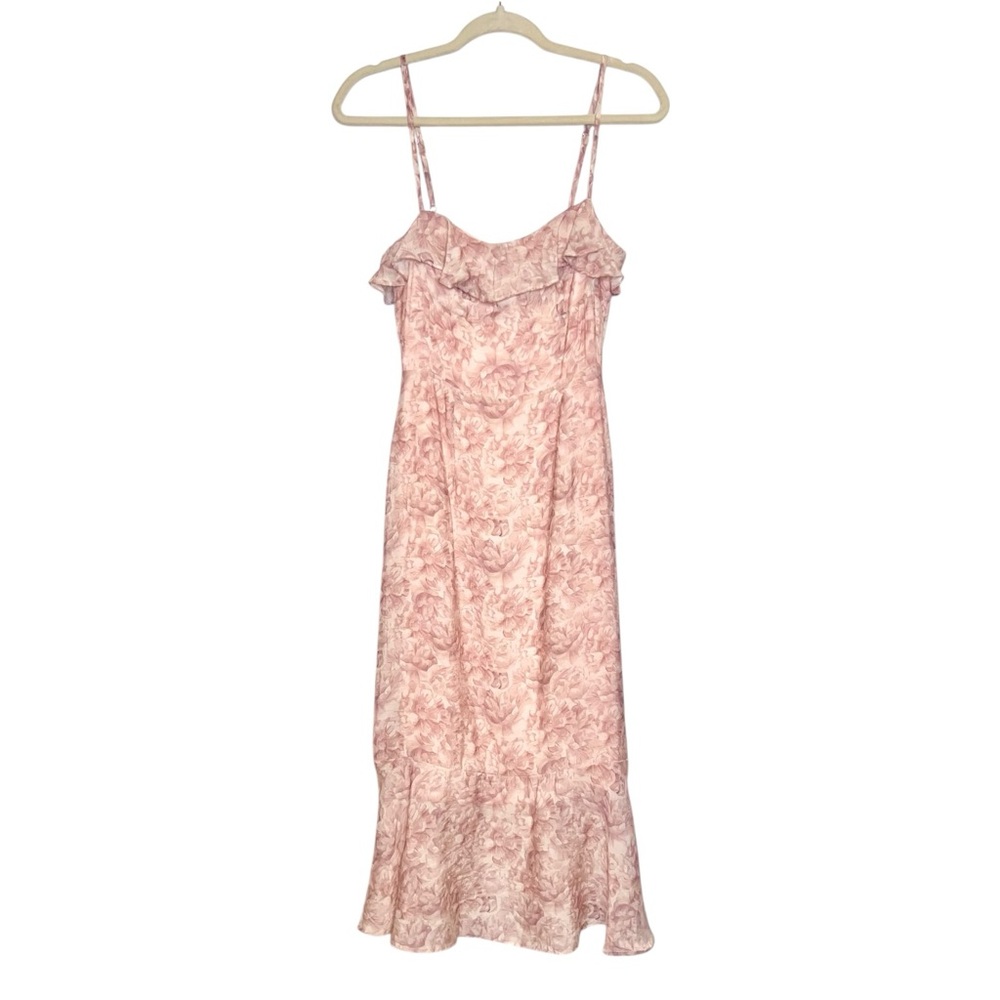 NWT LULUS Cherished Sweetheart Dusty Pink Floral Bustier Midi Dress. Size Small‎ - Picture 4 of 13